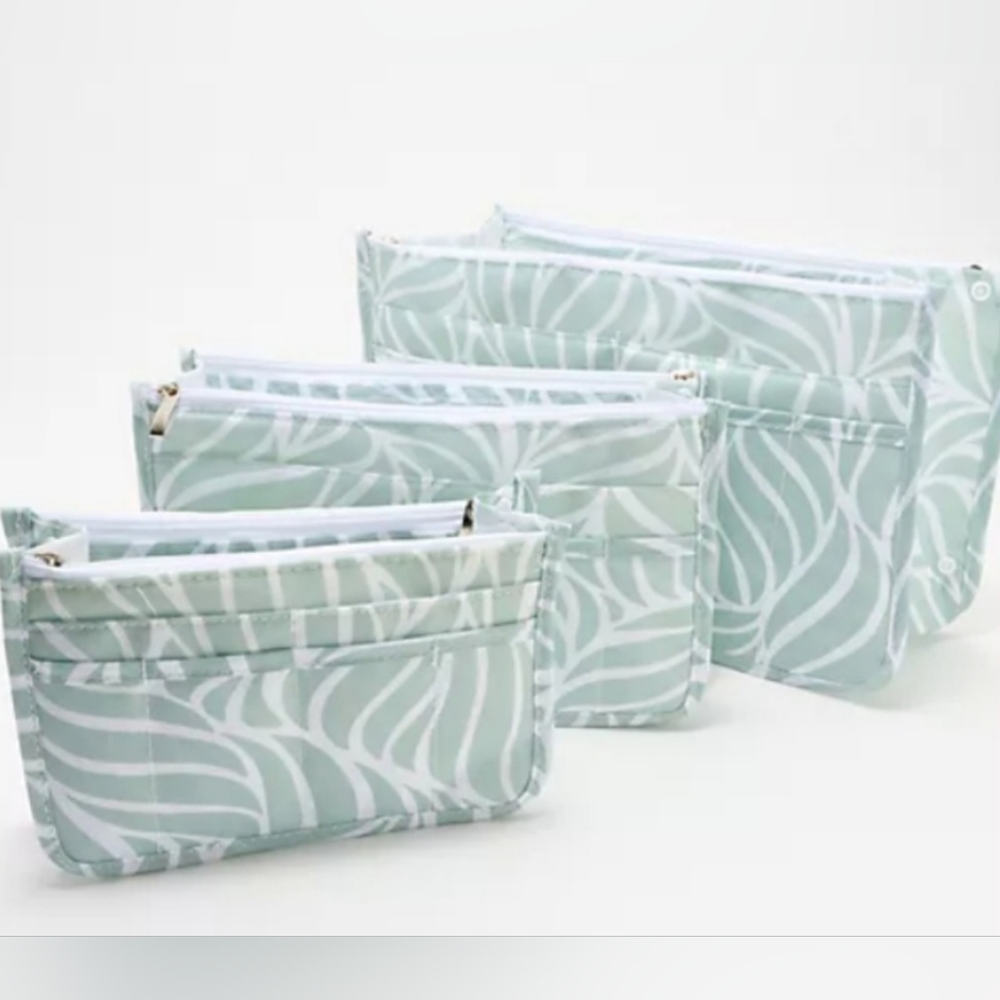Purse Organizers, Periea Set of 3 with 3 Gift Bags, Color-Seafoam Waves